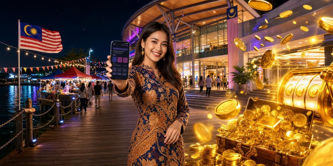 Pengguna Malaysia berpakaian batik menggunakan aplikasi kasino mudah alih untuk tuntut promosi 77000