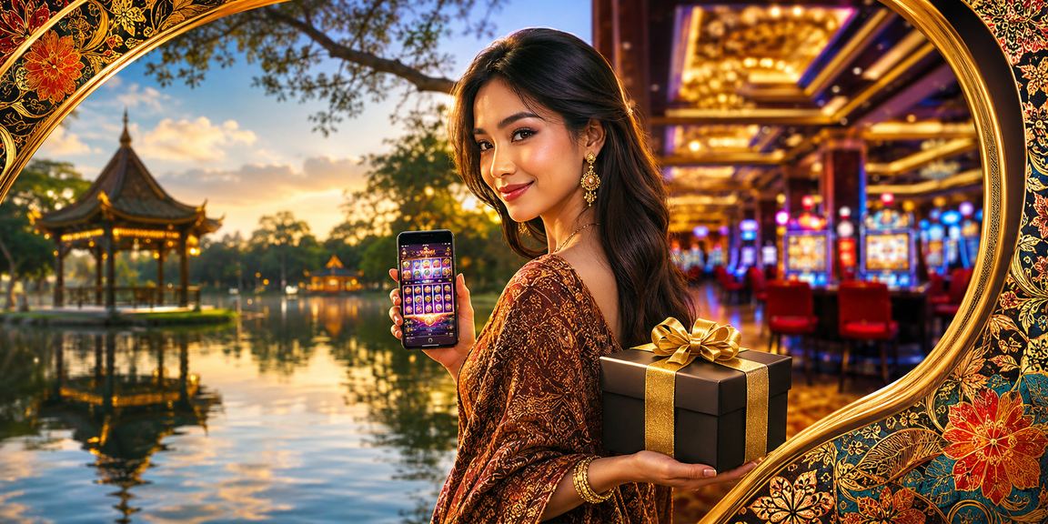 Pemain Malaysia menggunakan aplikasi kasino mudah alih dengan pakaian batik untuk semak bonus